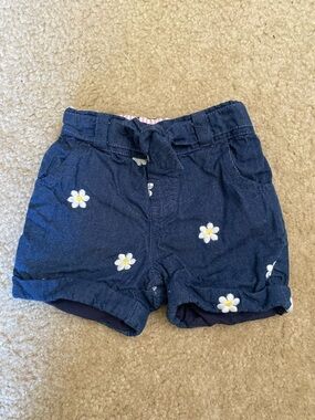 JoJo Maman Bebe Navy Daisy Embroidered Girls' Shorts
